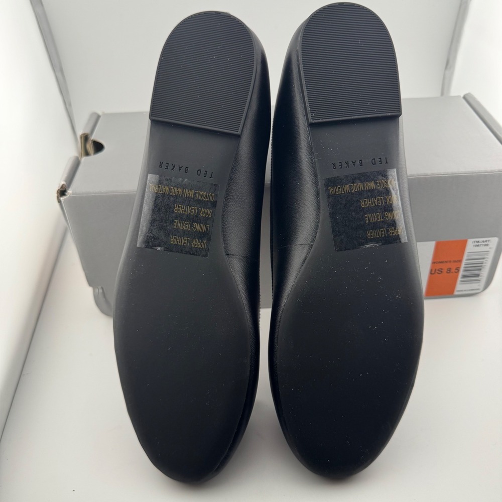 Ted Baker Ballet Flats Women 8.5 Black New Leather Bow Round Toe 1967199 - Picture 8 of 9